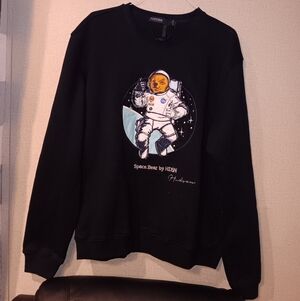 Hudson  Black Astronaut Crewneck Sweater Unisex Sz XXL